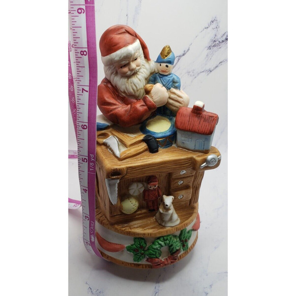 Vintage Homco Santa Claus Revolving Music Box Jingle Bells Porcelain Figurine - Picture 6 of 8